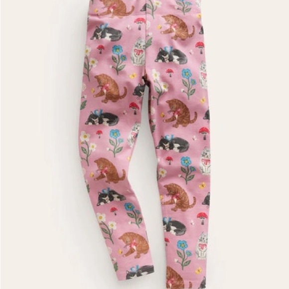 Mini Boden 2-3Y Fun Leggings Pink Floral Cat Kitten Flowers Print - Picture 8 of 8